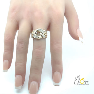 Chubby Curb Link with Zirconia Ring