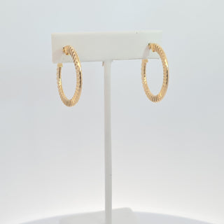 14K Line Design Hoops Earrings 27 MM