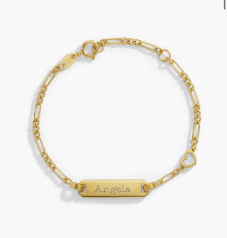 14k Gold Mother of Pearl Heart Baby ID Bracelet