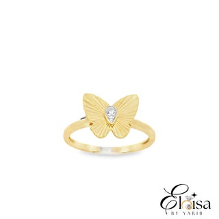 14K Diamond Cut Butterfly  Diamond Ring