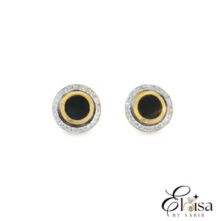 14Kt Round with Crystal Halo Stud Earrings