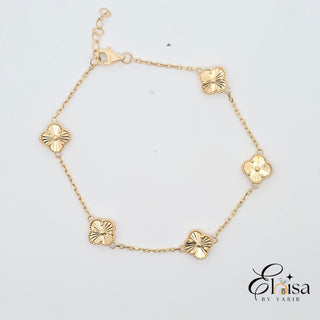 10Kt Small Gold Clover Bracelet 9MM