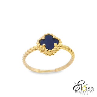 14Kt Small Lapis  Clover Twist Ring