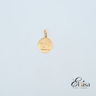 14Kt Italian Angel Medal Pendant 15MM