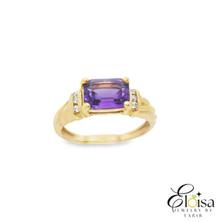 Emerald Cut Purple Zirconia Ring