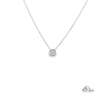 14Kt Square Bezel Diamond Center Necklace