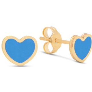 14k Turquoise Heart Inlay Stud Earrings 7 MM