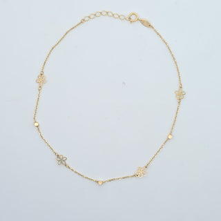 14Kt Open Flower Anklet