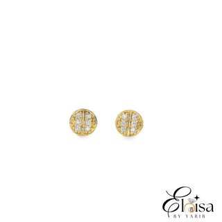 Small Round Single Pave Zirconia Stud Earrings