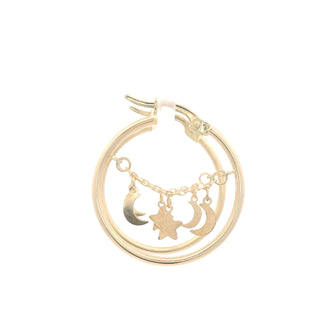 Hoops Earrings With Star and Moon Dangling