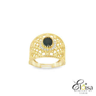 Filigree With Center Black Stone Ring