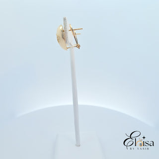 14Kt Heart with Small MP Heart Inside Omega Earrings