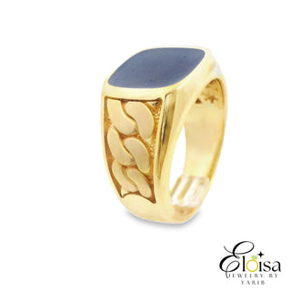 Blue Enamel Side Curb Design Ring