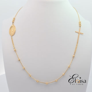 14Kt Cross and Milagrosa Necklace