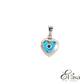 14K White Gold Eye Style Heart Pendant