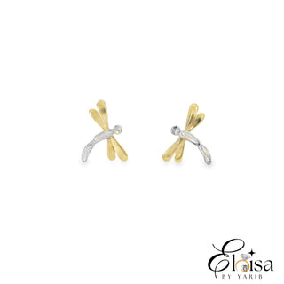 Two Tones Dragonfly Stud Earrings