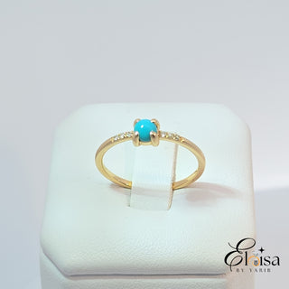 14Kt Turquoise And Diamond Fashion Ring