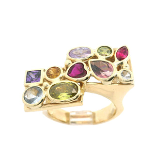 Multicolored Gemstone Gold Ring