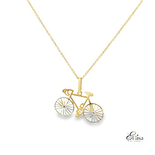 14Kt Two Tones Bicycle Necklace