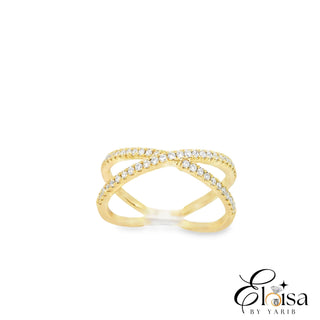 14K Slim X Diamond Ring