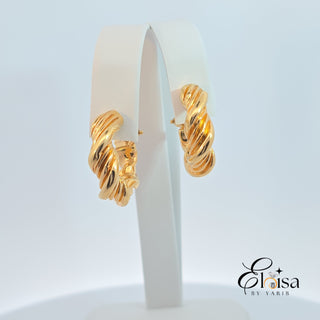 14Kt Chunky Twisted Hoops Omega Earring
