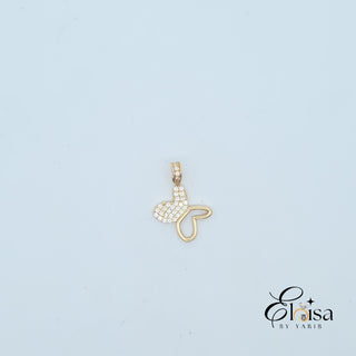 14Kt Open Half and Cubic Zirconia Pendant