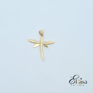 14K Fancy All Yellow Dragonfly Pendant