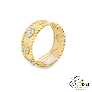 14K Elegant Gold Ring with Small Flowers By the Yard