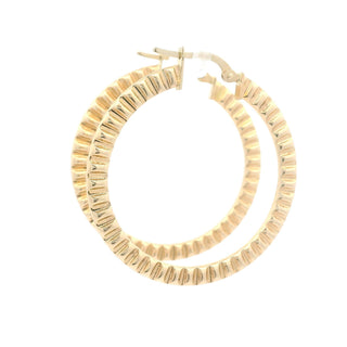 14K Line Design Hoops Earrings 27 MM