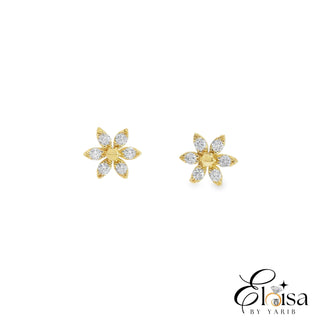 Six Zirconia Petal Stud Earrings