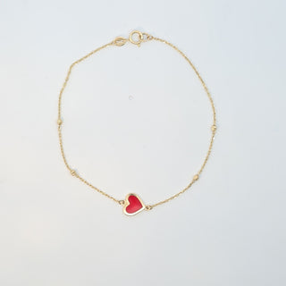 14Kt Red Heart Bracelet