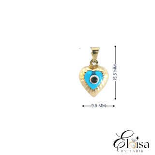 14K Eye Style Heart With Line Diamond Cut Pendant