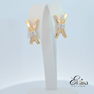 14K Two Tones X Omega Earring
