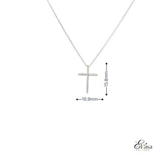 14K 14Kt Small Cross Pave Diamond Necklace WG