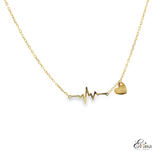 14Kt Heartbeat with Dangling Heart Necklace