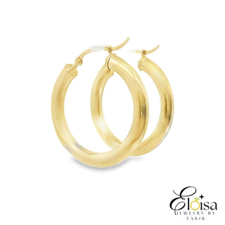 14Kt Round Classic Hoops Earrings 30MM