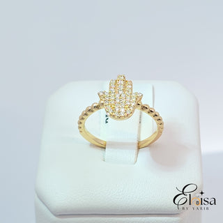 14Kt Diamond Hamsa Ring