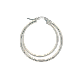 White Gold Classic Hoops Earrings 30MM