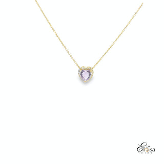 Amethyst Heart with Diamond Necklace