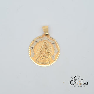 14Kt Round Medal Virgen de Regla  Pendant