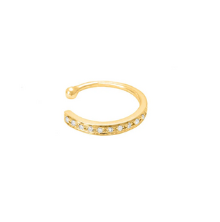 14K Fashion Single Micro Pave Diamond Earring Cuff