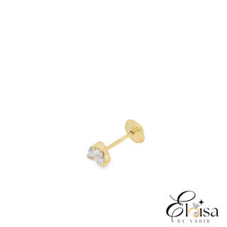 14K Clear Heart Screw Back Earring