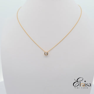 14k Bezel-Set Round Diamond Solitaire Necklace