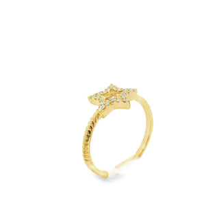 14K Open Star Diamond Ring