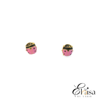 18K Enamel Lady Bug Screwback Earrings