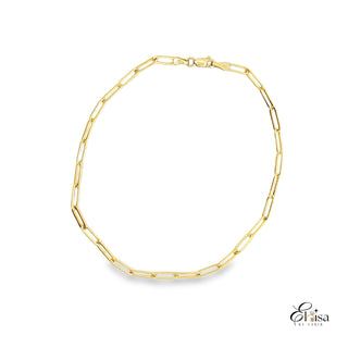 14Kt Solid Paper Clip Anklet 3 MM 10"