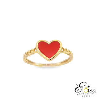 Small Red Heart Half  Curb Ring