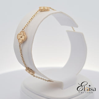 14K Small Five Gold Flower Bracelet 9MM