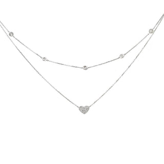 Diamond Necklace W/ Heart Center