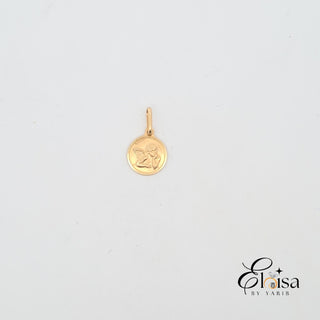 14Kt Italian Angel Medal Pendant 12MM